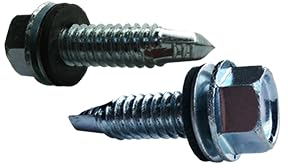 #14 x 1 Unslotted Hex Washer Head Self Drilling Screws, Steel, 1000 Pack