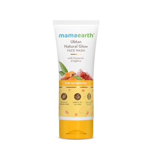 Mamaearth Ubtan Natural Glow Face Wash with Turmeric & Saffron | For Tan Removal & Skin brightening | SLS & Paraben Free | For All Skin Type | For Men & Women | 100 ml