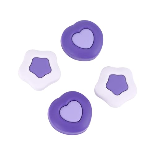 Image of GeekShare Cute Silicone Joycon Thumb Grip Caps Kawaii Thumbstick Caps Joystick Cover Compatible with Switch /OLED /Switch Lite,2Pairs /4PCS - Cream Heart Dark Version