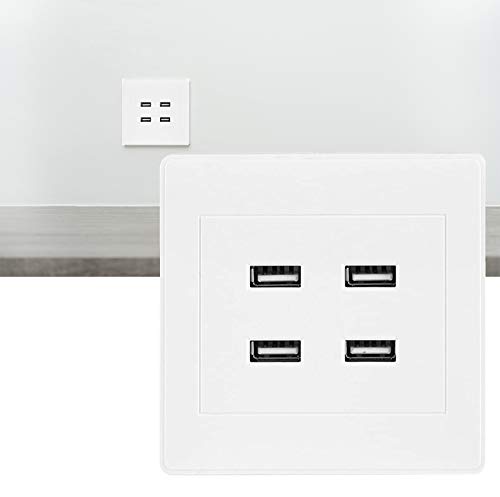 Nannday 【𝐄𝐚𝐬𝐭𝐞𝐫 𝐏𝐫𝐨𝐦𝐨𝐭𝐢𝐨𝐧】 USB Wall Mounted Socket, 4 USB Interface DC 5V Home Office Electric Wall Mounted Power Socket Charger Outlet(110~250V)