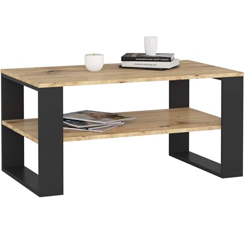 AKORD Couchtisch Holz Alex mit einem Regal, 92x45x53cm, Für Wohnzimmer, Schlafzimmer Schrank,...