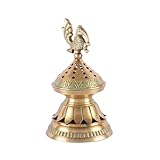 Skywalk Handcrafted Brass Loban Dhoop Dani with Peacock Incense Dhoop Burner for Home Office Temple Prayer Pbs-Ld-40 Standard Gold