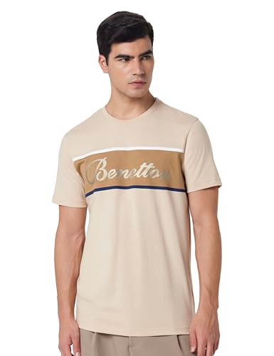 Image of United Colors of Benetton Men's Cotton Solid Regular Fit T-Shirt
