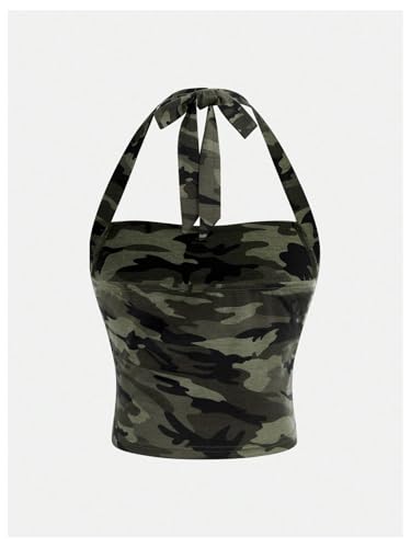 SOLY HUX Girl's Floral Print Halter Crop Top Tie Backless Ribbed Slim Fit Summer Camisole2