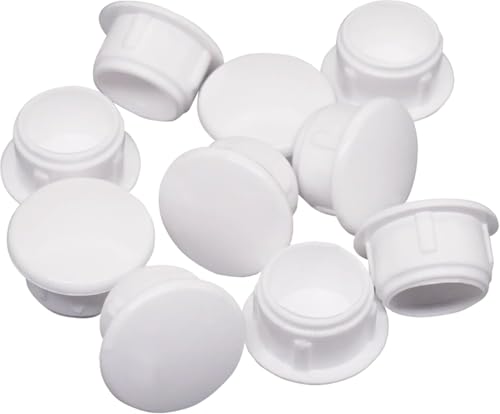 Image of (Pack of 40) White Plastic Hole Plugs 0.55 inch x 0.43 inch (14 x 11 mm), Drill Hole Cover Caps, Furniture Hole Plug, Screw Hole Plugs