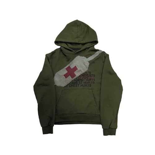 Y2K Graphic Hoodie Men Streetwear Pullover with Print Retro Street Style Sweatshirt