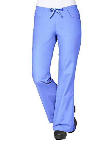 Maevn Women's Core Collection' Half Back Elastic & Drawstring Flare Leg Srub Pant, Ceil Blue, X-Large