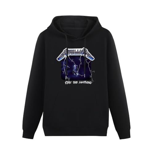 URBREW Ride The Lightning Rock Heavy Metal Mens Sweatshirts Black Unisex Mens Pullover Hoodies S