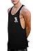 Vibrha Camiseta Deportiva Sin Mangas Flúor De Hombre - Camiseta De Tirantes Bodybuilding Gym Fitness (Negro, L)