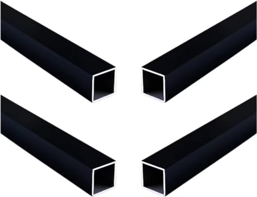 Coavoo 4 piezas tubo cuadrado de aluminio negro tubo plano de aluminio, 10 mm x 10 mm x 1 mm x 300 mm, material 6063, adecuado para la construcción y la decoración