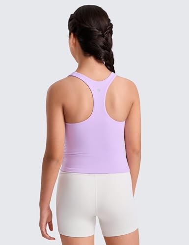 Image of CRZ YOGA Girls Butterluxe Double Lined Tank Top | Dance, Extremely Soft, Tight Fit, Waist Length, High Neck, Athletic, Sleeveless Shirts for Teen