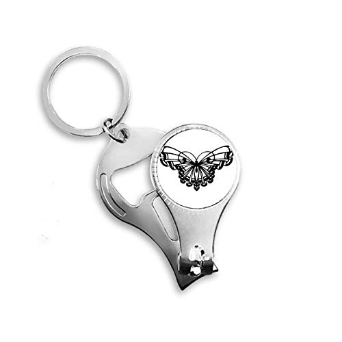 Butterfly with Ruffle Wing Nail Nipper Ring Key Chain Bottle Opener Clipper