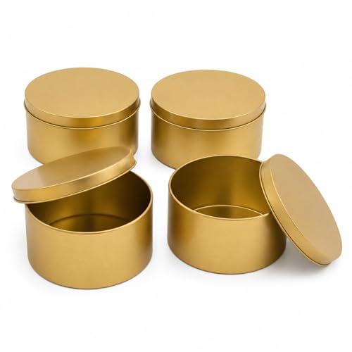 LUOZZY 4pcs Large Round Metal Tin Box Cookie Candy Container with Lids