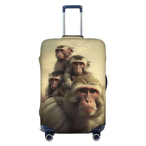Copertura per bagagli con stampa madre scimmia e bambino copertura elastica per valigia lavabile per da viaggio con cerniera nascosta adatta per 45-81 cm Nero M
