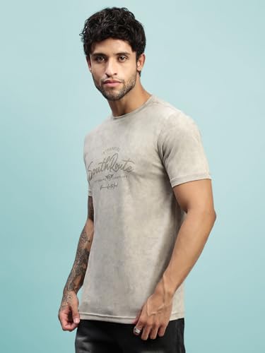Image of Lux Nitro Men's Cloud Burst Printed Half Sleeve T-Shirt | Cotton Blend Round Neck Tee | Regular Fit Casual Wear