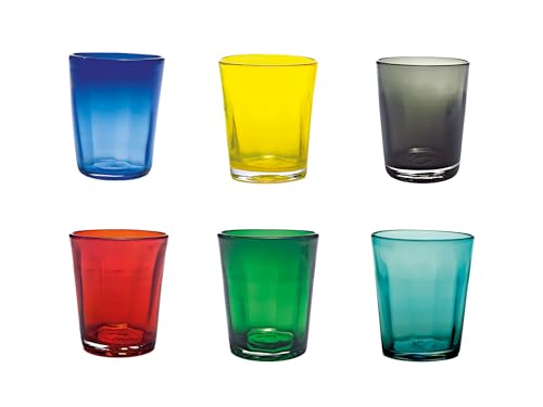 Zafferano BEI Tumbler Set – Elegantes vasos de cristal en azul, amarillo, marrón, rojo, verde y verde mar