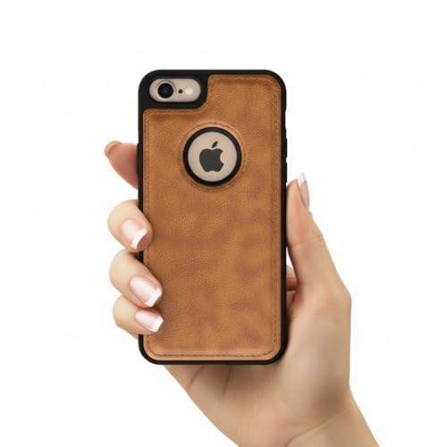 Image of Leather Case for Apple iPhone 7 / iPhone 8 Premium Protective Stylish Slim Cover with Shockproof Raised Edges Brown