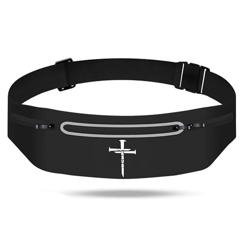 Jesus 3 Nail Crosses Slim Running Belts for Women Black Waist Pack Bag