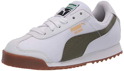 Image of Puma Roma Basic Summer Sneaker White-Deep Lichen Green, 4.5 US Unisex Big Kid
