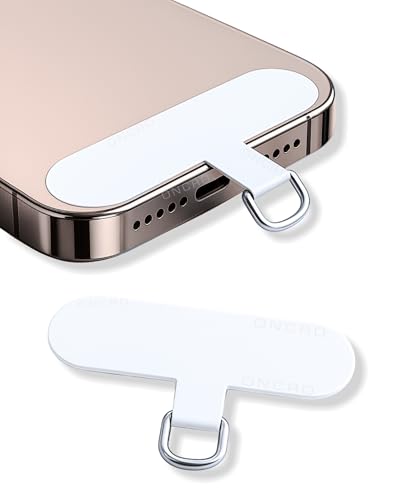 Image of Black White Blue Smiley Pack of 2 pc Phone Tether Tab pad Universal Lanyard Patch Without Adhesive Anti-Lost Attachment Hanging Metal Ring for Smartphone Mobile Wrist charm (White Patch)