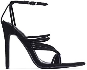 Cape Robbin Marshmallow Sexy Stiletto High Heels for Women Strappy Pointed Open Toe Shoes Heels,Black,9 | Image 1