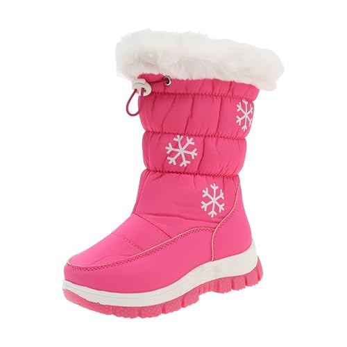 IWIHMIV Snow Boots for Kids Mid Calf Winter Shoes Thickened Bottom Warm Cotton Shoes Outdoor Non Slip Snow Boots