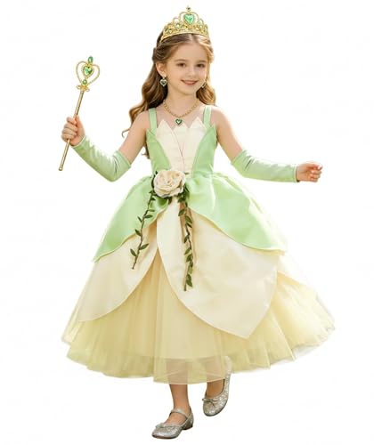 Disfraz de princesa para niñas verde talla 8-9 años miniatura 1