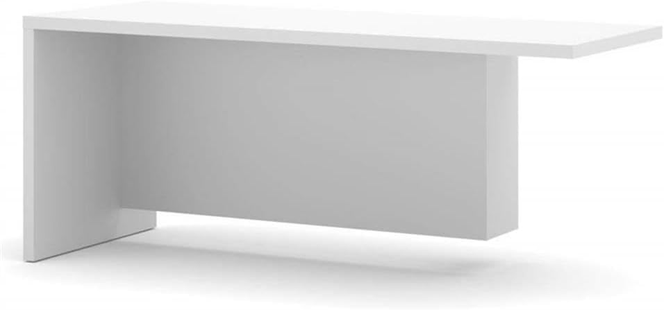 Pemberly Row Return Table, White Finish, Compact Design, Durable Workspace Extension, Desk Configuration for Home Office, Versatile Surface for Computer and Supplies, Clean and Organized Office Setup