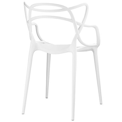 Modway Entangled Modern Molded Plastic Kitchen And Dining Room Arm Chair In White - Fully Assembled #TOP3
