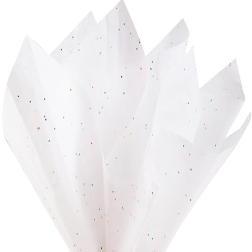 SUNCOLOR 36 Sheets Glitter White Tissue Paper 20 x 20 Inch Sparkly Wrapping Paper for Gifts Crafts Weddings Baby Showers Packaging