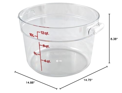 Image of Cambro Food Storage Container (6 Pack) - Round Series - 12 QT (Quart) - Commercial Grade for Food Prep (Clear)