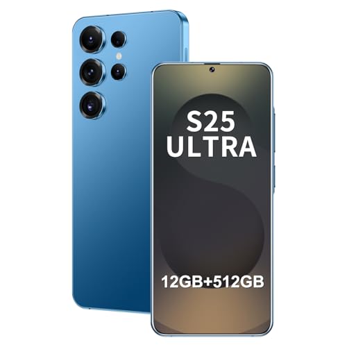 Unlocked Phone S25 Ultra Android Phone 8-core 12GB+512GB Cell Phone 7 inch HD Screen Mobile Phone 108MP+48MP Camera 6800 mAh Battery 5G Dual SIM (Deep Blue)
