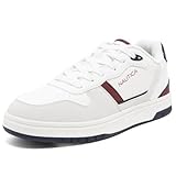 Nautica Men’s Fashion Sneaker – Casual Low Top Tennis Shoe with Comfortable Cushioning and Durable Outsole-Augusto-White Wine Navy Size-10.5