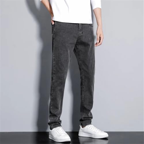 Men's Denim Pants Vintage Slim Fit Thin Elastic Casual Straight Long Pants2