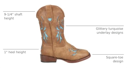 Image of ROPER Kids Girls Glitter Breeze Square Toe Casual Boots Mid Calf