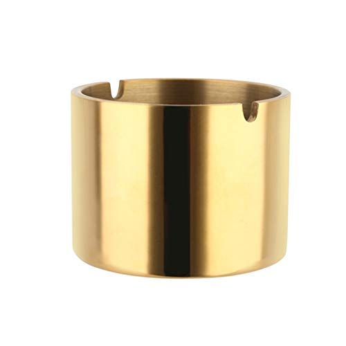 Cendriers Or en Acier Inoxydable Coupe-Vent Cendrier Extérieur Intérieur Porte-Cendre Cigarette Case Home Office Artisanat Décoration Belle Table Cendrier à Fumer (Taille : Small)