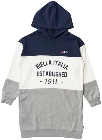 Fila 144714 Girls' Hoodie Dress, Color Block, Gray, 150