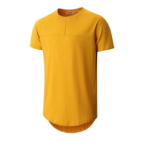Image of YININF Men's T-Shirts Hipster Short Sleeve Solid Color Crew Neck Cotton Soft Fitted Tees