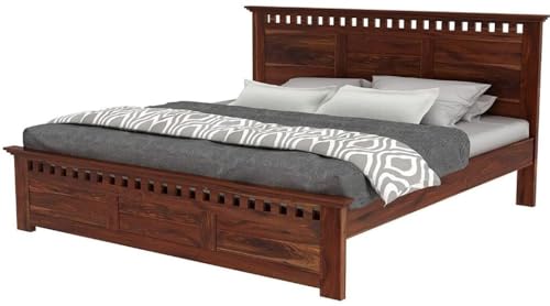 Image of Bed Solid Sheesham Wood for Your Bedroom Delivery Condition-DIY(Do-It-Yourself) Solid Wood Queen Bed (Finish Color - Natural Finish, Delivery Condition - DIY(Do-It-Yourself))