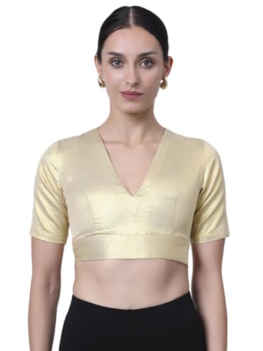 Image of Thevasa Women's Everyday Divine Depth V Neck Half Sleeves Blouse