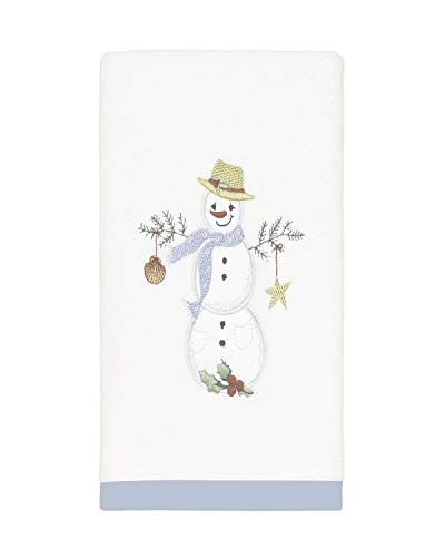 Avanti Linens Hand Towel Soft Cotton Velour Embroidered Festive Home Decor Coastal Snowman Collection