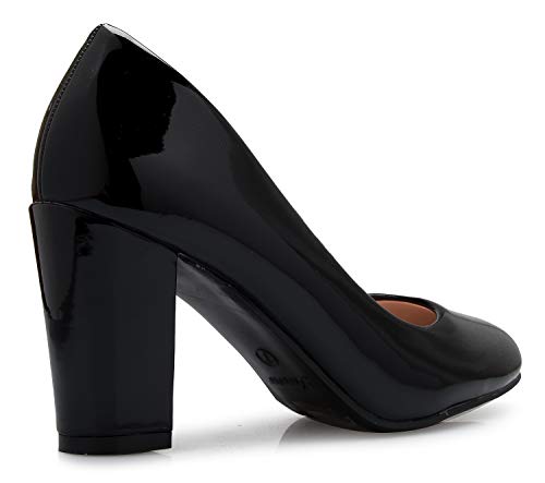 Image of Olivia K Women's Classic Round-Toe Platform Pumps High Block Heel - Adorable, Comfortable