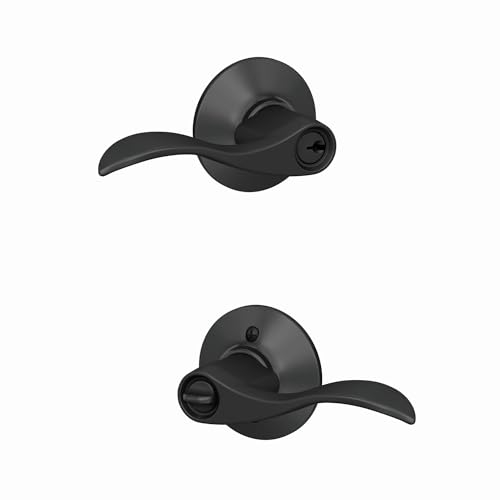 Image of Schlage F51A ACC 622 Accent Door Lever, Keyed Entry Lock, Matte Black