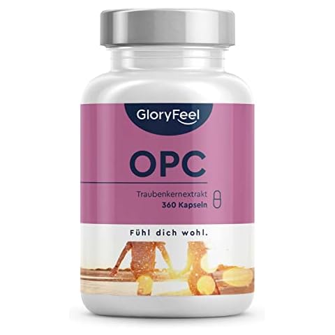 OPC Traubenkernextrakt 360 Kapseln - 1.000mg reines OPC pro Tagesdosis + Vitamin C - 95% Echt-OPC-Gehalt - Aus Original französischen Weintrauben - Laborgeprüft, Vegan in Deutschland hergestellt Cover