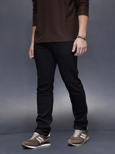 Image of WROGN Men's Cotton Blend Jeans | Solid | Slim Fit