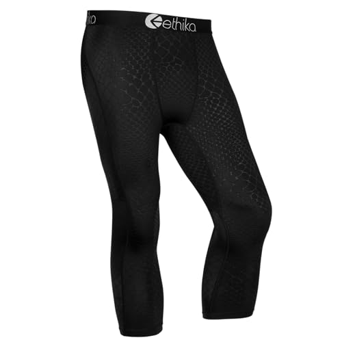 Ethika mallas 3/4 negras en relieve para hombre de corte deportivo