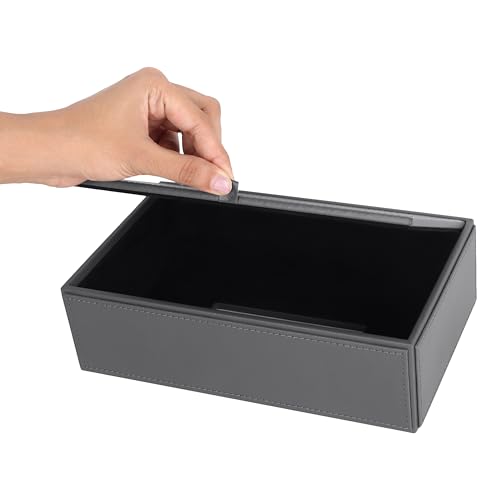 Image of V-CUBE DESIGNS Premium Vegan Leather Tissue Box Holder | Paper Napkin Holder | Sturdy Tissue Case /Cover /Dispenser /Organizer for Home /Bathroom /Office /Table /Desk /Car | Grey