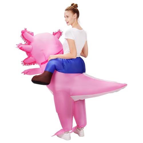 Stegosaurus Axolotl Costume Inflatable Costume for Adult Halloween Costumes Air Blow up Costumes Funny Ride on Axolotl Costume for Cosplay Party2
