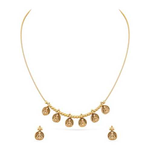 Image of Rubans Necklace Set Gold Plated Traditional Stylish Floral Theme Jewellery Gift for Women & Girls