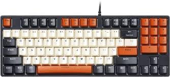 Generic Mechanical Gaming Keyboard 60 Layout Orange and White Keycaps